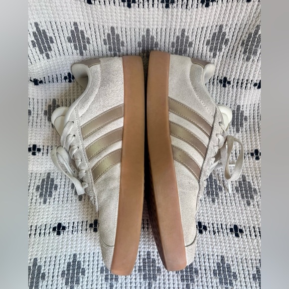 Adidas VL Court 3.0 Beige Suede x Gold Sneakers with Gum Sole, Size 9 - Picture 3 of 6